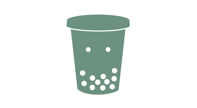 Green bubble tea cup with boba.