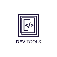 Fototapeta premium Development tools logo concept with code symbol and nested squares.