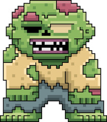 Fototapeta premium Pixel Art Zombie Monster Cartoon Retro 8 Bit Undead Character