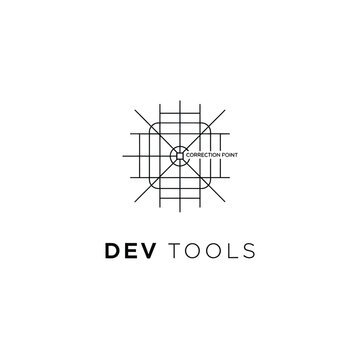 Geometric dev tools logo with grid pattern and marked correction point in center.