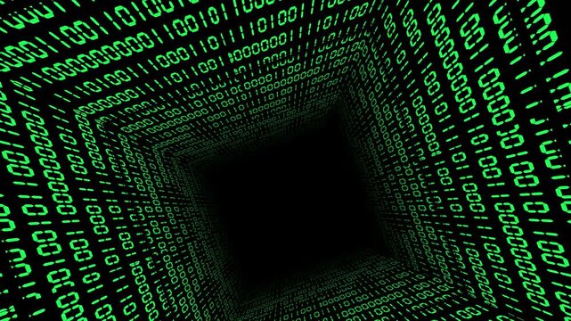 tunnel binary digit code 1 to 0 , tunnel animation futuristic background 4k