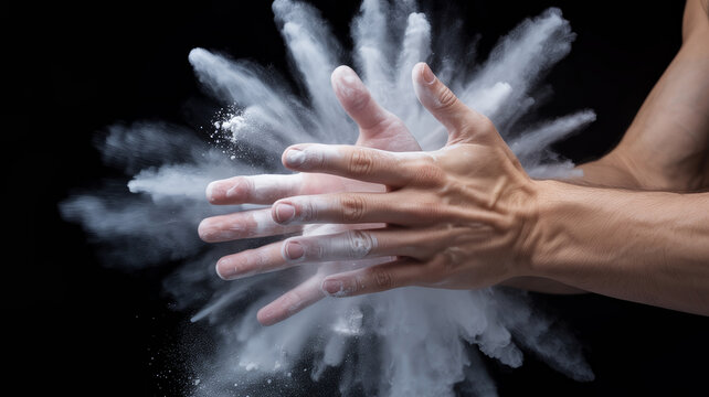 Hands releasing white sparkles or confetti