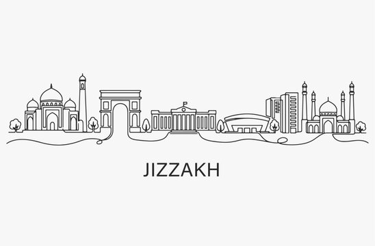 Flat Design one line without breaking the Jizzakh city.