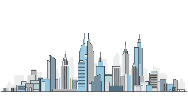 Modern Cityscape Skyline Vector Illustration