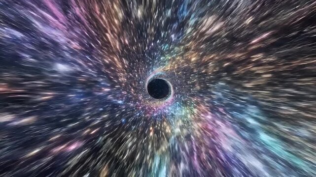 Hyperspace Travel Through a Cosmic Wormhole with Swirling Galaxies.