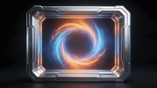 Futuristic portal with swirling vortex