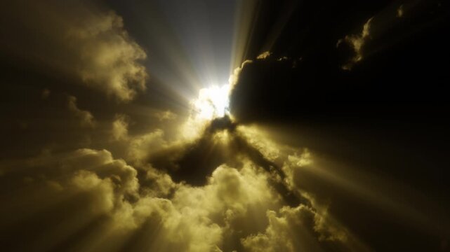 Timelapse with Light Rays Shining Through Clouds. Heavenly Lighting. Ideal for worship backgrounds or inspirational videos. 4K.