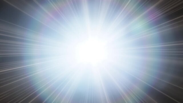 Bright Light Flare with Shimmer and Lens Artefacts as Center Rotates Slowly on Blackground. Use Add or Screen to Overlay. 4K.