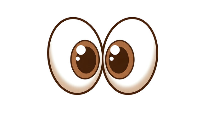 Cartoon Pair of Large Eyes With Brown Irises.
