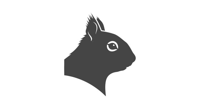 Black Silhouette of Rabbit or Squirrel Head.