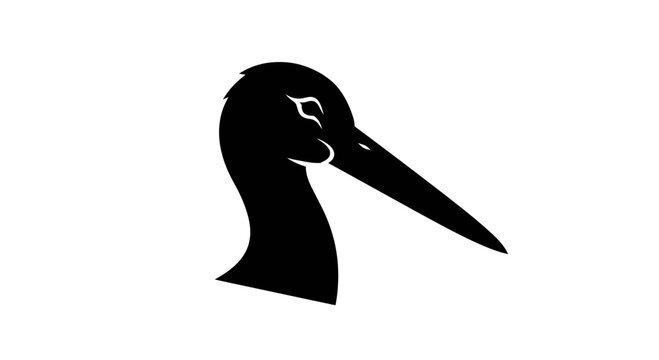 Black Silhouette of a Bird Head.