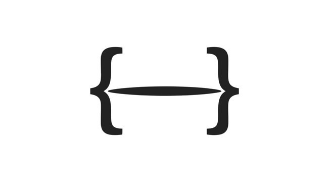 Curly Bracket Symbol on White Background.
