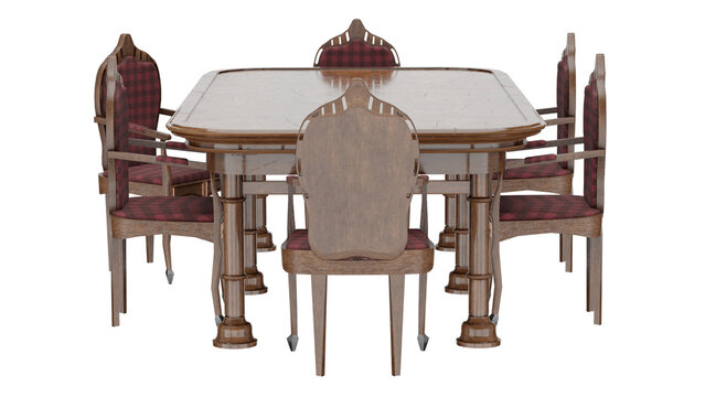 3d rendering wooden tablechair