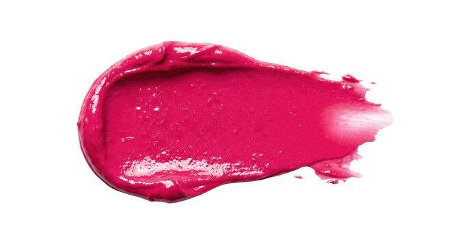 Vibrant fuchsia pink lipstick smudge on transparent background