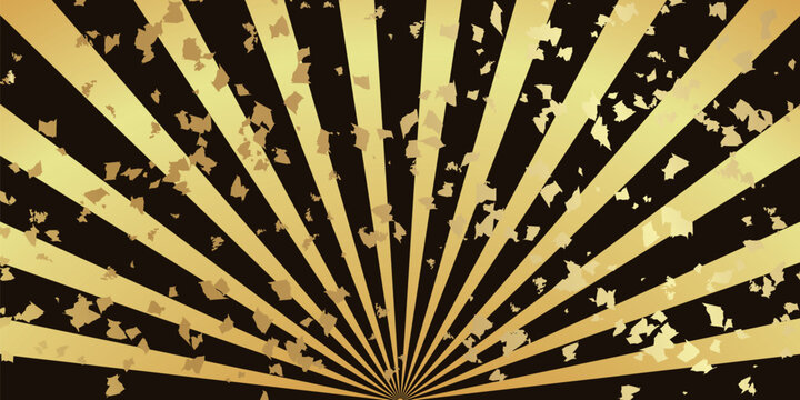Gold Sunburst Background with Falling Confetti Effect