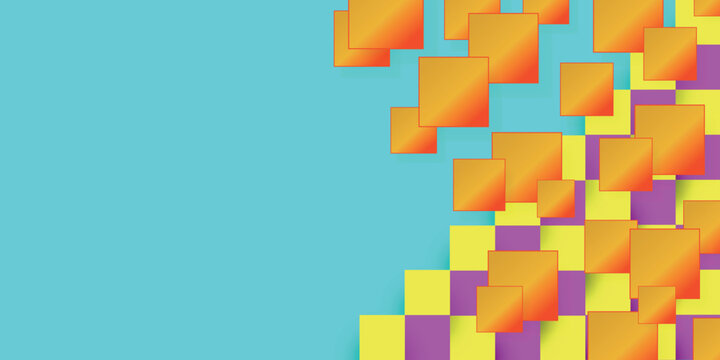 Vibrant Abstract Background Featuring Floating Orange Squares
