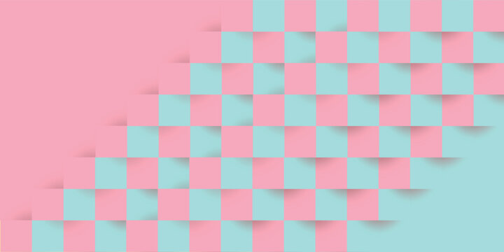 Pastel Pink and Blue Checkerboard Abstract Pattern Design