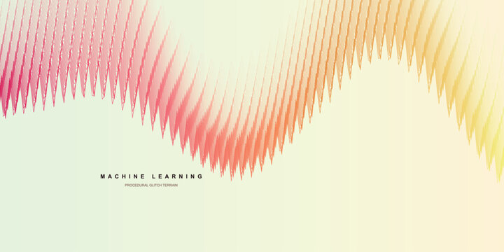 Machine learning abstract background, wavy data visualization vector, pink and yellow gradient wave pattern, futuristic technology banner