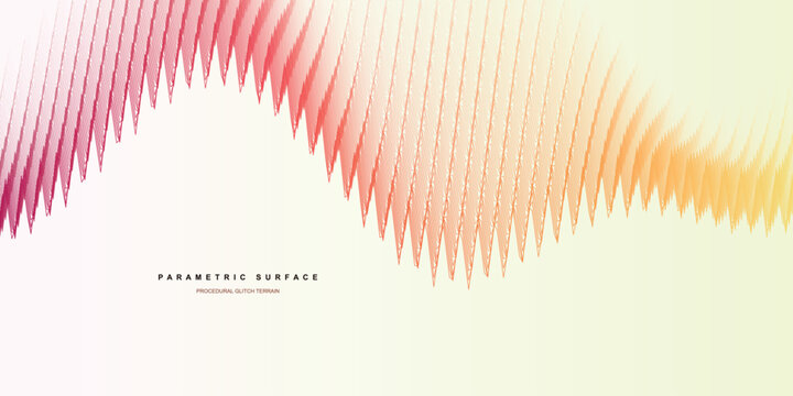 Parametric surface abstract background, red and yellow wavy lines vector, geometric 3d flow pattern, modern digital art for tech presentation