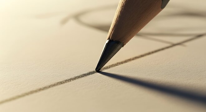 Drawing a precise line with a pencil on graph paper creates a sharp intersection.