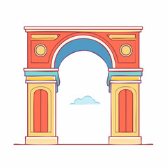 Fototapeta premium Stylized Archway with Cloud Illustration