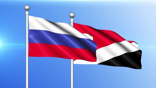 Russia and Sealand, Principality National Flag Waving on Pole Loop