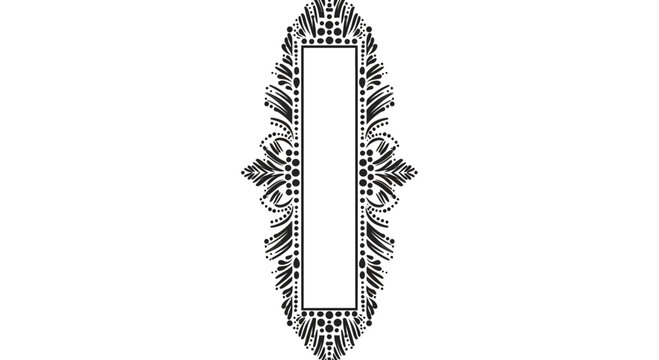 Elegant vertical rectangular frame with intricate ornamental filigree patterns.