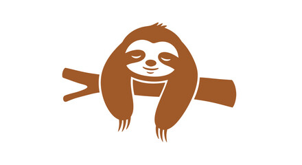 Cartoon Sloth Hanging on Branch Illustration. © Andiabdul