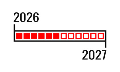 Fototapeta premium 2026 to 2027 loading progress bar, coming new year countdown, white background vector illustration