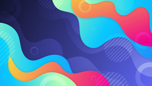 Artistic background with vibrant multi color fluid waves and circular elements for creative agency portfolio or modern landing page design
