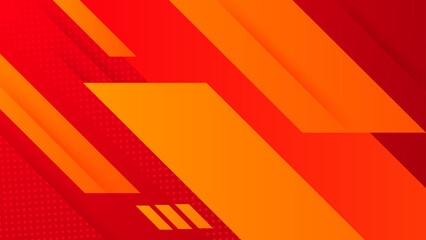 Dynamic composition with slanted orange rectangles on red backdrop © semarjowodesign