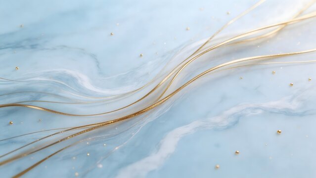 Abstract blue and gold flowing design