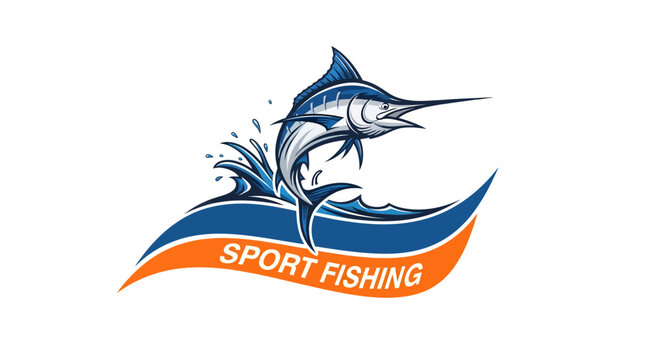 Dynamic Marlin Sport Fishing Logo Design.