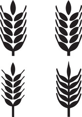 Obraz premium Barley Rye Silhouette Vector Icon Bundle