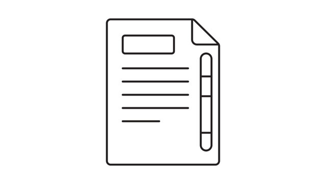 Minimalist black line vector icon of a document page with a vertical scroll bar on the right side, representing digital content navigation, file reading, and web interface design elements.