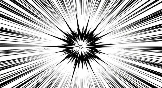 Black and white manga style speed lines burst effect.