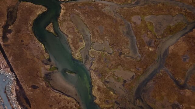 Top View Aerial Salt Marsh Coastal Landscape Cole Harbour Heritage Park Halifax Nova Scotia Canada Shallow Water Wetland Nature Scenic Environment Peaceful Outdoor View