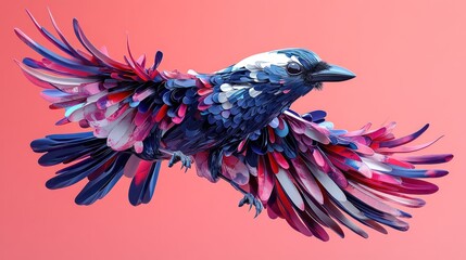 Fototapeta premium Colorful abstract bird in flight