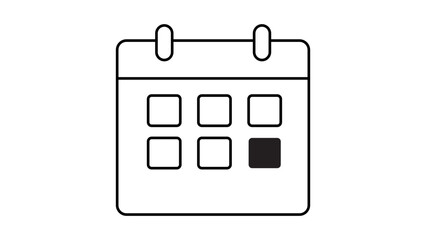 Minimalist Calendar Vector Icon with Editable Stroke, Featuring a Simple Line Art Design of a Monthly Planner Page on White Background, Perfect for Scheduling, Events, and Appointment Booking. © Waleed