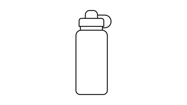 Minimalist Reusable Water Bottle Editable Stroke Vector Icon. Clean Black Line Art Illustration of a Sports Hydration Flask for Fitness, Travel, and Eco-Friendly Lifestyle on a White Background.