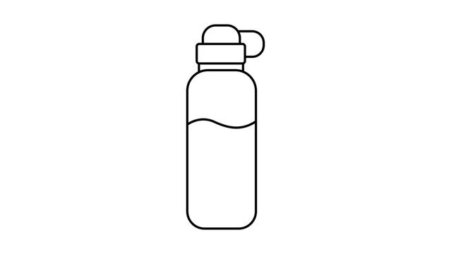Minimalist Water Bottle Vector Icon with Editable Stroke. Clean black line illustration of a reusable sports flask or drink container, perfect for fitness, health, and hydration design projects.