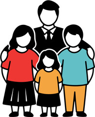 Fototapeta premium Diverse family portrait representing unity, love, and togetherness in a stylized, inclusive design