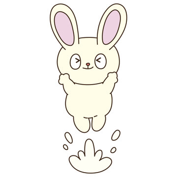 元気にジャンプするウサギのキャラクター