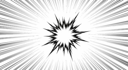Black and white manga style comic book impact explosion burst effect. © Afsana_Barika