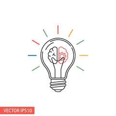 Fototapeta premium Lightbulb with brain and gears inside, representing ideas, innovation, and thinking.