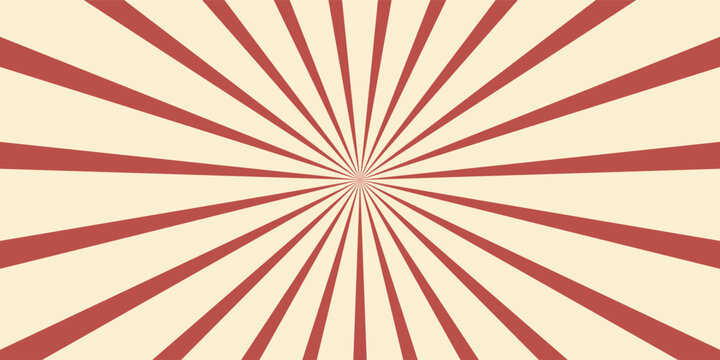 Circus background of spiral red beige rays vector illustration. Vintage radial pattern with sunbeams or starburst strip. Circus, carnival, summer fair or chapiteau backdrop.