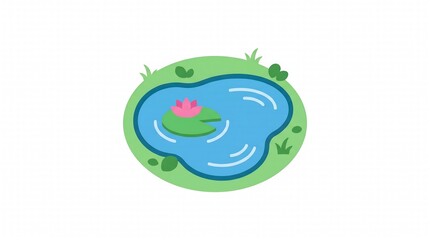 Fototapeta premium Pond Icon with Water Lily for Nature and Environment Design