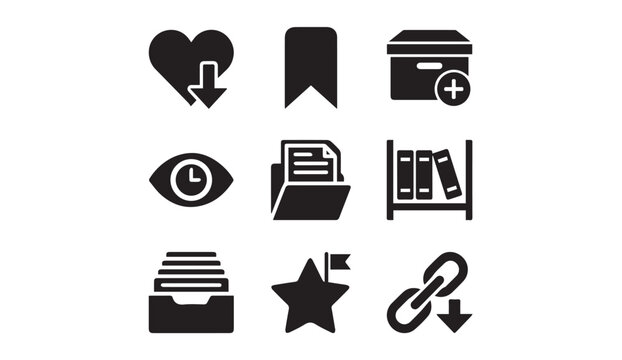 Document management and archive data storage icons with document, management
