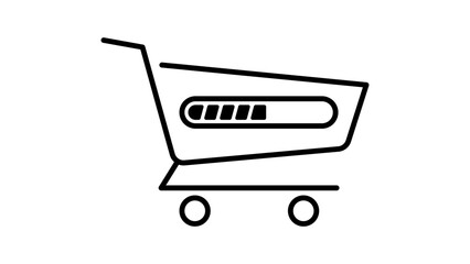 Shopping Cart with Loading Progress Bar Minimalist Black Line Vector Icon. Perfect for E-commerce, Digital Retail, and Online Checkout Concepts. Editable Stroke Vector Illustration on White. © Rupali