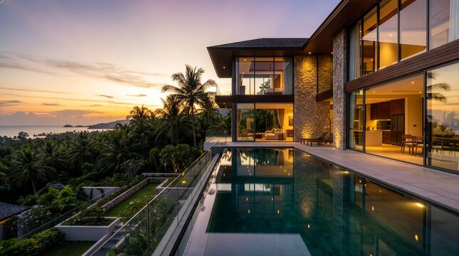 Luxury Private Villa with Infinity Pool and Tropical Landscape